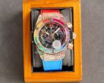 Copy Hublot Big Bang Unico Rainbow Chronograph Skeleton Watch Leather Strap